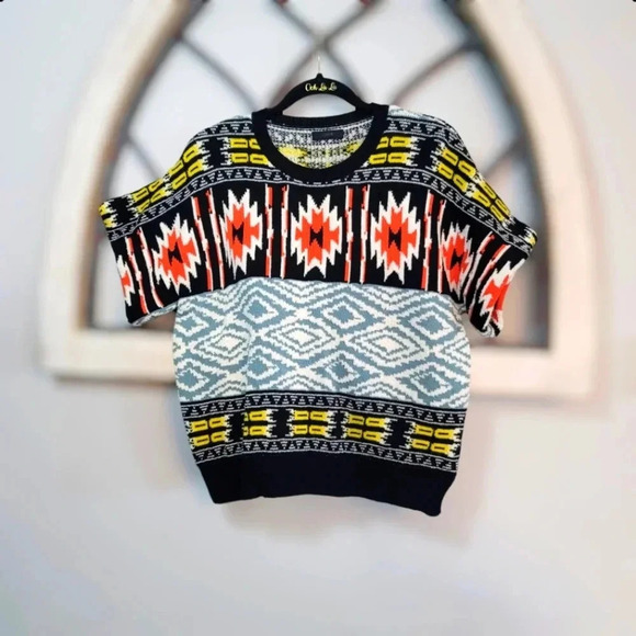 J. Crew Sweaters - Vintage J. Crew Tribal Abstract Print Crop Sweater **Read Description**